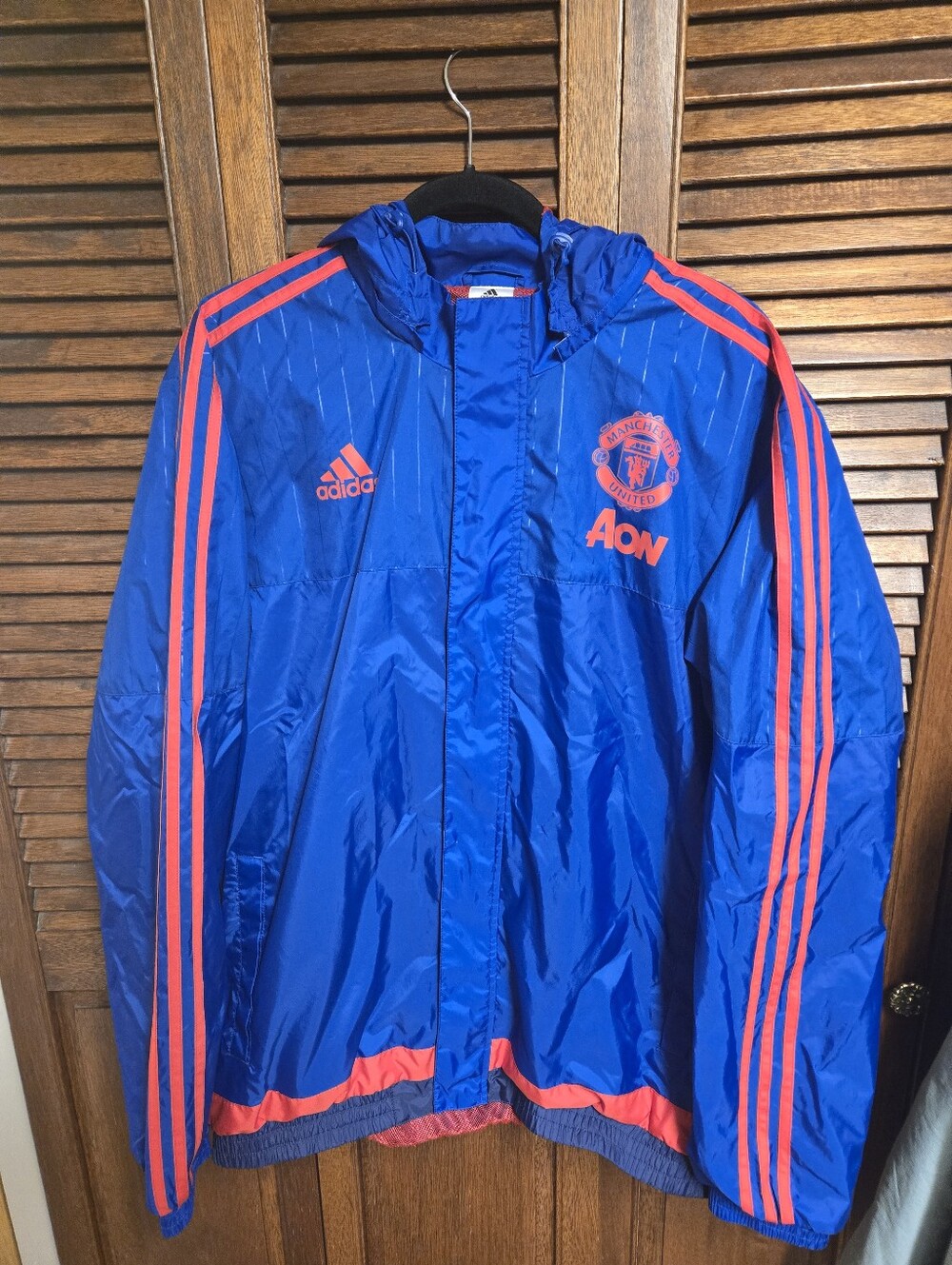 adidas Blue Windbreaker with Res Accents - Manchester United Logo